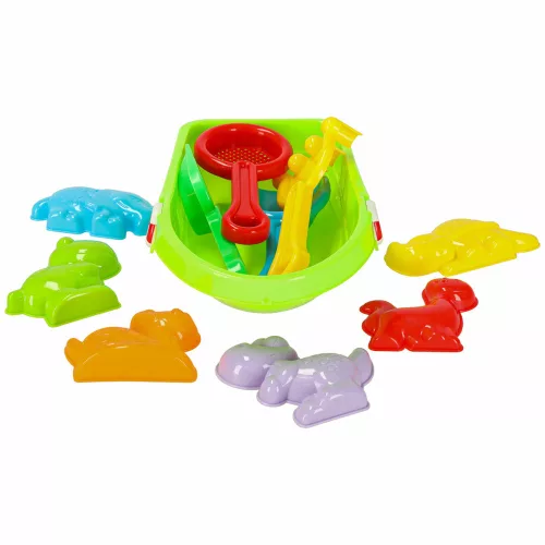 Boat with accessories moulds sand beach toys + water gun 12 pcs