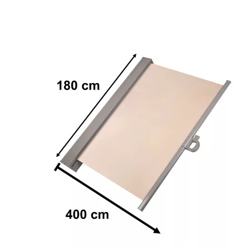 LUARO retractable awning 180 x 400 cm beige, side terrace awning