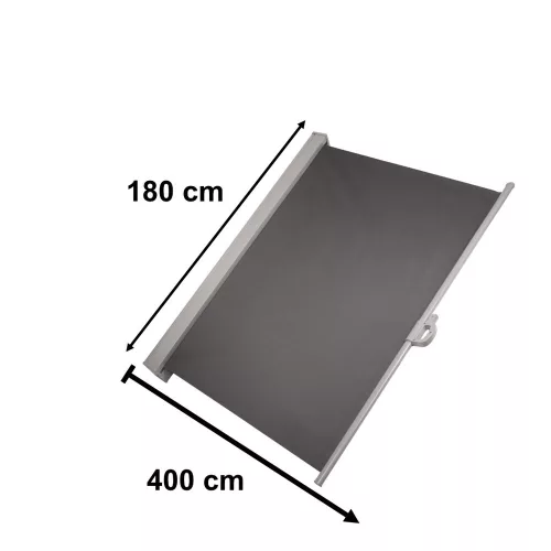 LUARO retractable awning 180 x 400 cm gray, side terrace awning