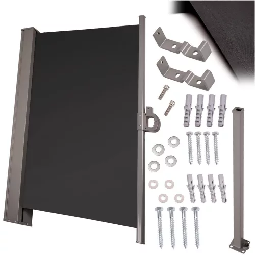 LUARO retractable awning 180 x 400 cm gray, side terrace awning