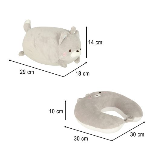 Travel pillow 2in1 neck roll airplane car mascot cat