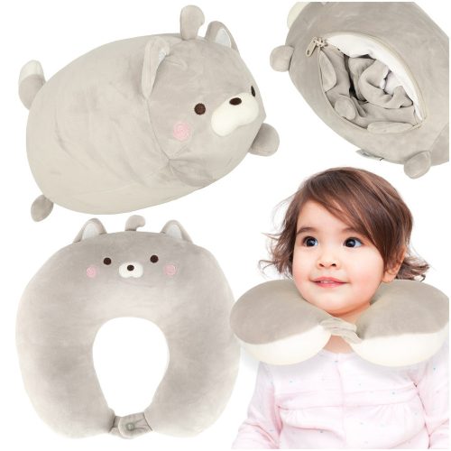 Travel pillow 2in1 neck roll airplane car mascot cat