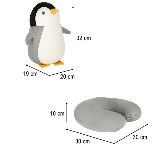 Travel pillow 2in1 neck pillow for car for airplane penguin mascot
