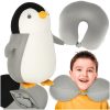 Travel pillow 2in1 neck pillow for car for airplane penguin mascot