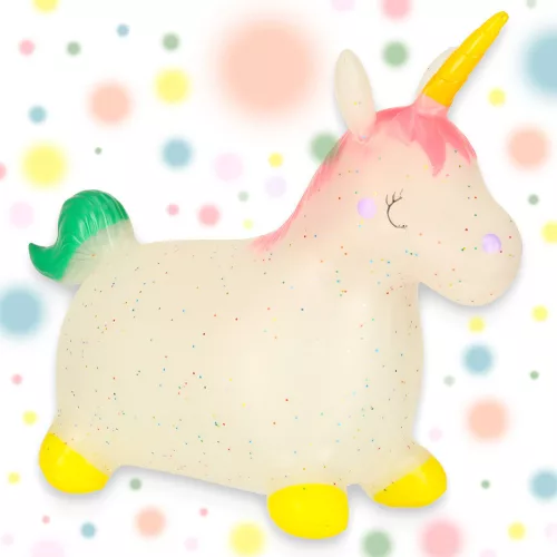 Children's bouncy bouncer with pump rubber unicorn