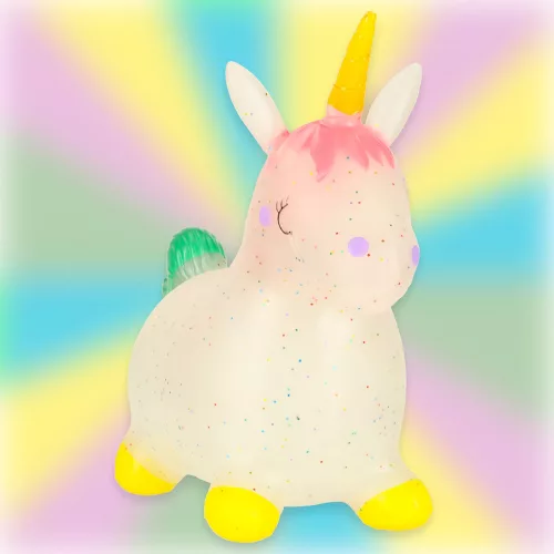 Children's bouncy bouncer with pump rubber unicorn