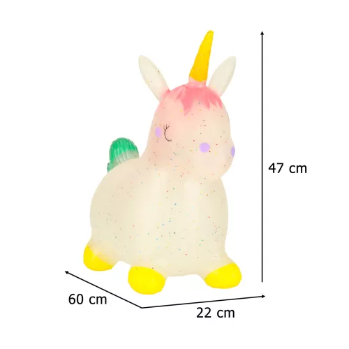 Children's bouncy bouncer with pump rubber unicorn