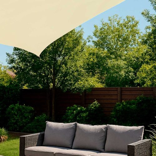 LUARO garden patio parasol waterproof 4x4x4m triangle beige