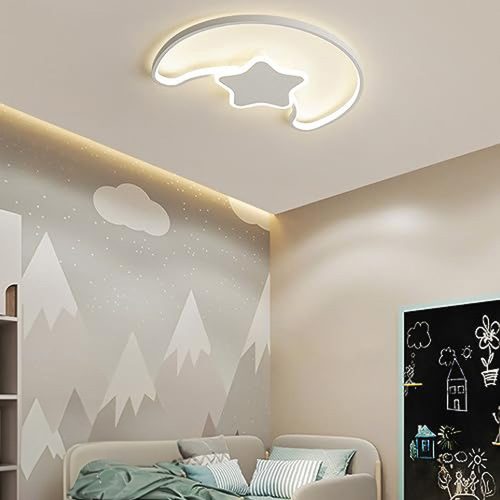 LED ceiling lamp for children's room dimmable LUMELA + remote control moon white