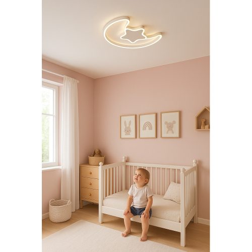 LED ceiling lamp for children's room dimmable LUMELA + remote control moon white