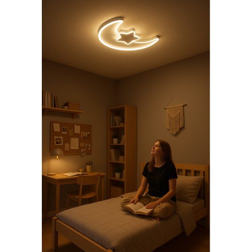 LED ceiling lamp for children's room dimmable LUMELA + remote control moon white