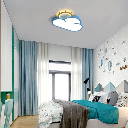 LED mennyezeti lámpa gyerekszobába, fényerőszabályozható LUMELA + távirányító, felhőkék