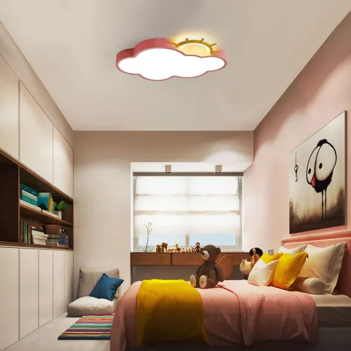 LED ceiling lamp plafond for children's room dimmable LUMELA + remote control cloud, pink