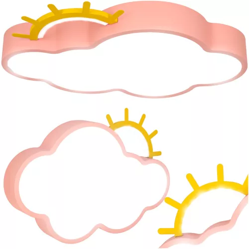 LED ceiling lamp plafond for children's room dimmable LUMELA + remote control cloud, pink