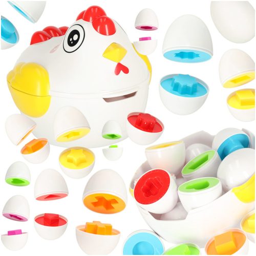 Matching eggs puzzle blocks with hen for storage 12pcs