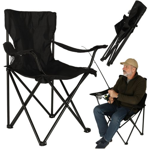 LUARO foldable beach fishing chair, black