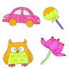 Educational robot interactive learning to draw writing fiche set markers pink