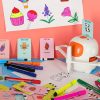 Educational drawing robot, with cards and markers, pink