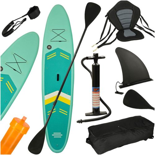 SUP inflatable float board with seat accessories paddle set turquoise 350 cm
