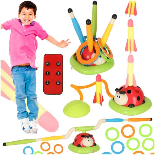 Sports dexterity game for children jumping rope target throw ladybug rocket launcher 3in1