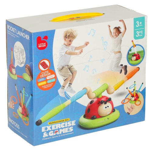 Sports dexterity game for children jumping rope target throw ladybug rocket launcher 3in1