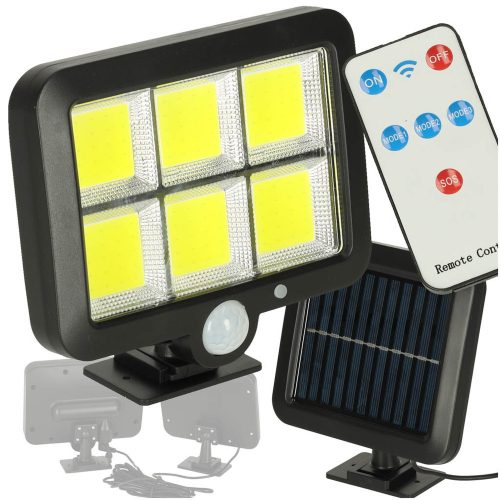 Napelemes mozgás- és alkonykapcsolós lámpa 120 LED-del