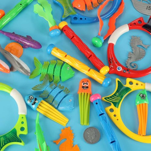 27-piece diving fishing play set in the pool