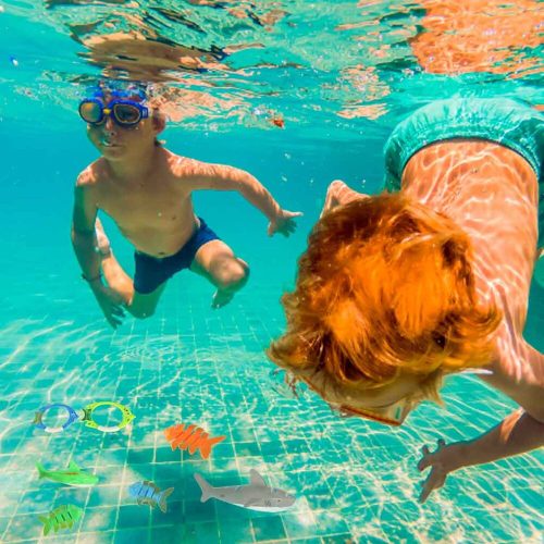 27-piece diving fishing play set in the pool