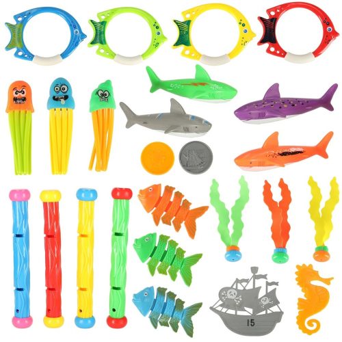 27-piece diving fishing play set in the pool