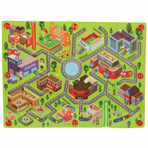 Magnetic balls in a maze – city theme