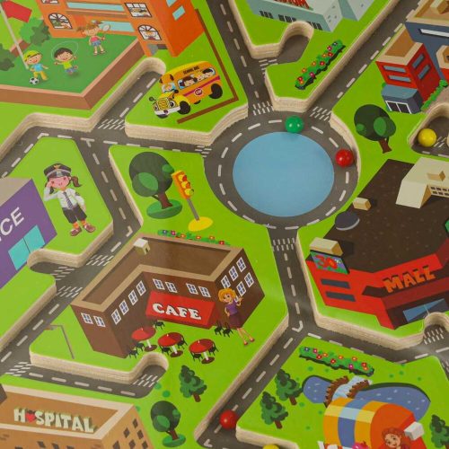 Magnetic balls in a maze – city theme