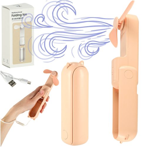 Asztali ventilátor Mini kézi összecsukható ventilátor Hordozható USB rózsaszín