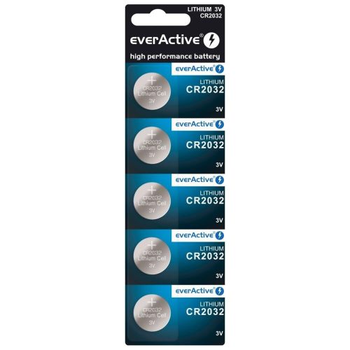 everActive lítium CR2032 elem, 5 db-os bliszteres csomagolásban.