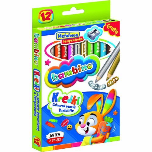 BAMBINO Wooden framed pencils 12 colors + sharpener