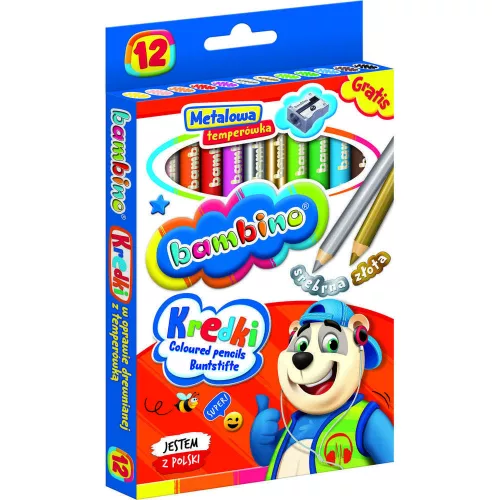 BAMBINO Wooden framed pencils 12 colors + sharpener