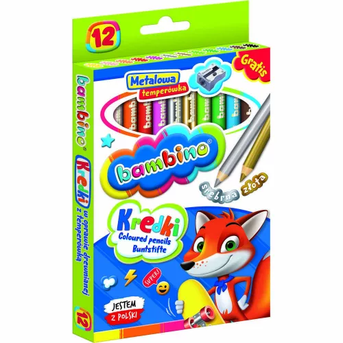 BAMBINO Wooden framed pencils 12 colors + sharpener