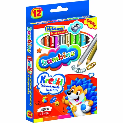 BAMBINO Wooden framed pencils 12 colors + sharpener