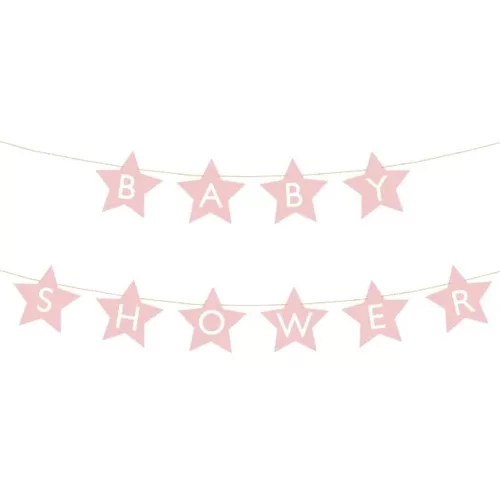 Banner sign for baby shower stars bright pink 290cm x 16.5cm