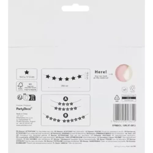 Banner sign for baby shower stars bright pink 290cm x 16.5cm