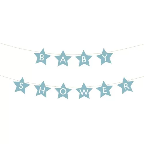 Banner sign for baby shower stars light blue 290cm x 16.5cm