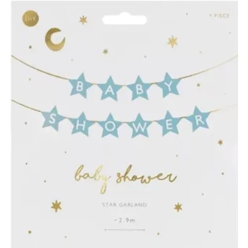 Banner sign for baby shower stars light blue 290cm x 16.5cm