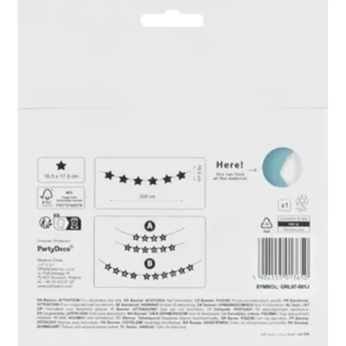 Banner sign for baby shower stars light blue 290cm x 16.5cm