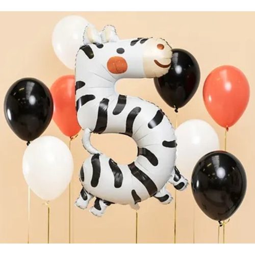 Foil birthday balloon "5" - Zebra 68x98 cm